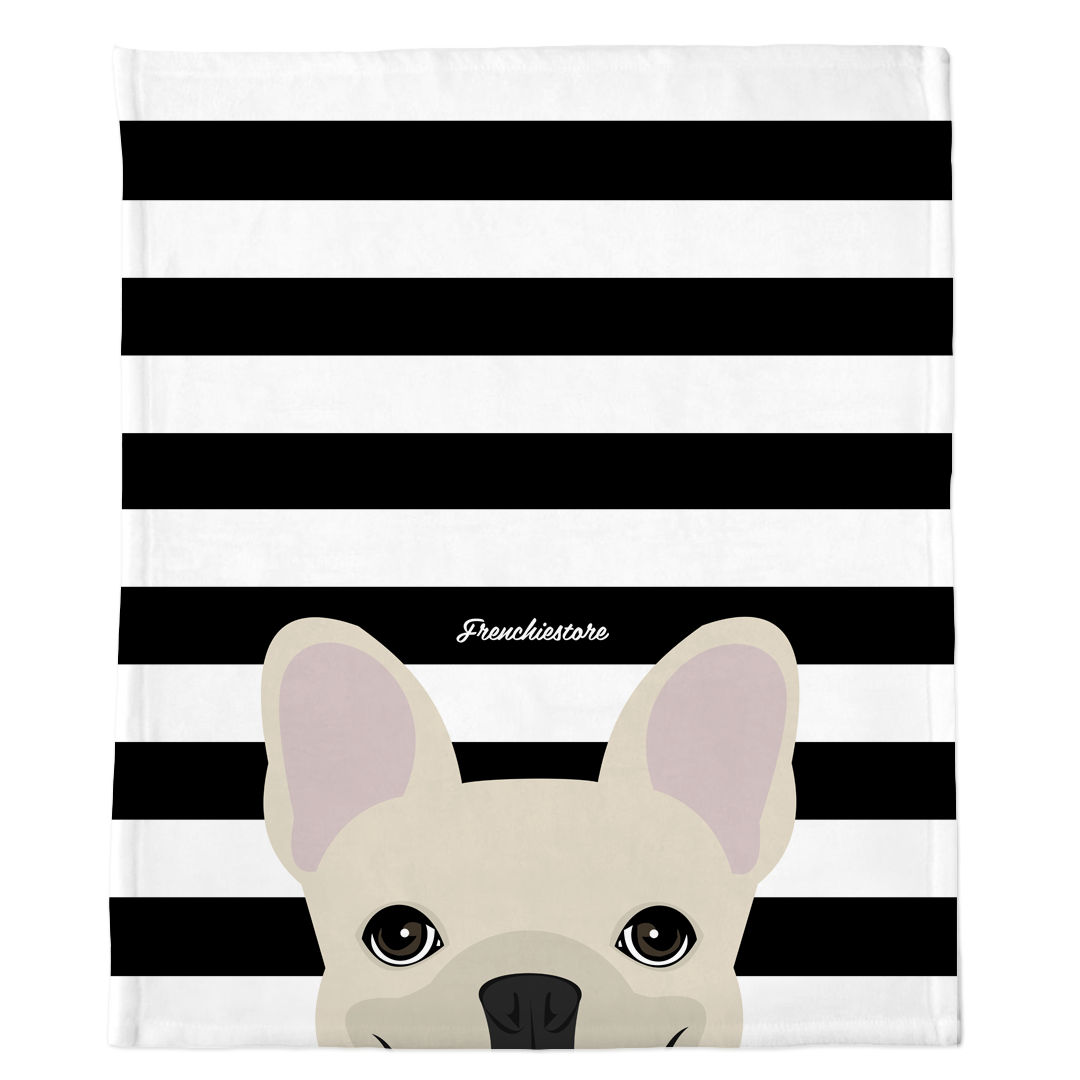 Cream French Bulldog on Black Stripes | Frenchie Blanket, Frenchie Dog, French Bulldog pet products