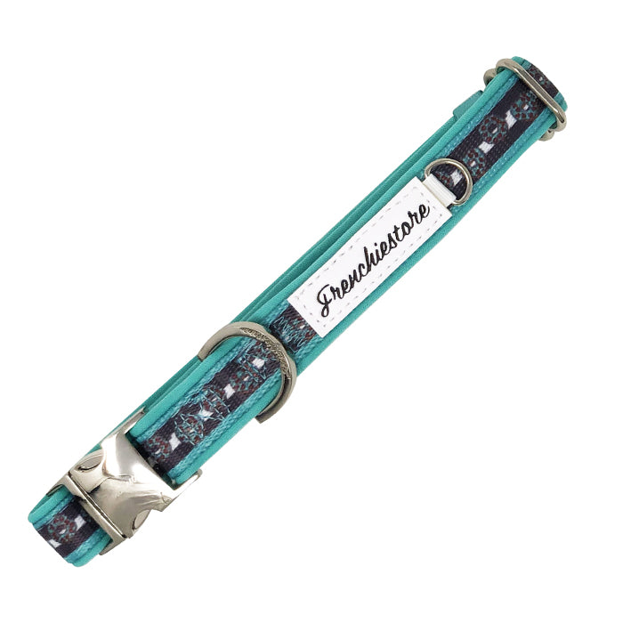 Frenchiestore Breakaway Dog Collar | Frenchie Love in Teal, Frenchie Dog, French Bulldog pet products