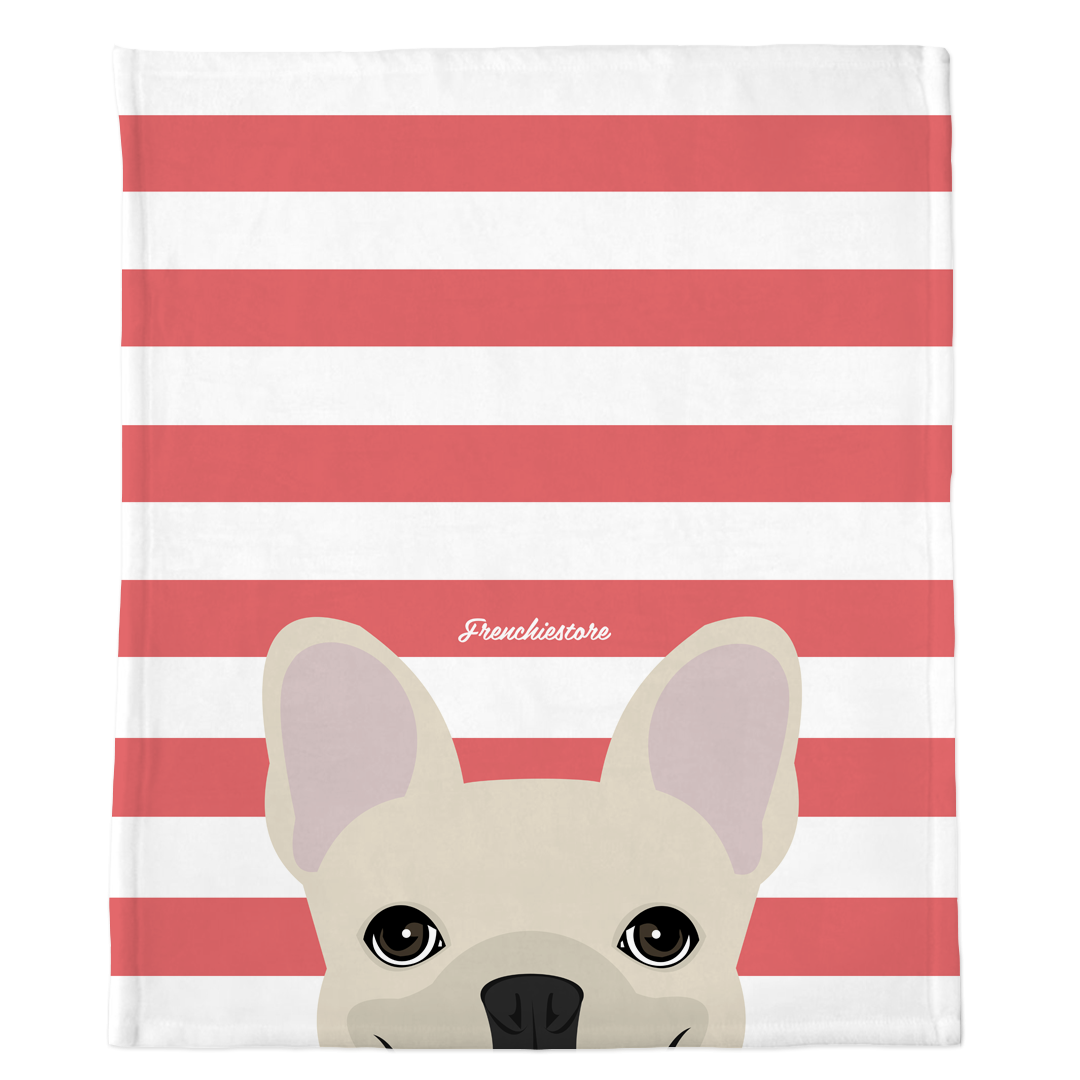 Cream French Bulldog on Coral Stripes | Frenchie Blanket, Frenchie Dog, French Bulldog pet products