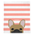 Masked Fawn French Bulldog on Peach Stripes | Frenchie Blanket, Frenchie Dog, French Bulldog pet products
