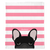 Black French Bulldog on Pink Stripes | Frenchie Blanket, Frenchie Dog, French Bulldog pet products