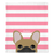 Masked Fawn French Bulldog on Pink Stripes | Frenchie Blanket, Frenchie Dog, French Bulldog pet products