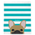 Masked Fawn French Bulldog on Teal Stripes | Frenchie Blanket, Frenchie Dog, French Bulldog pet products