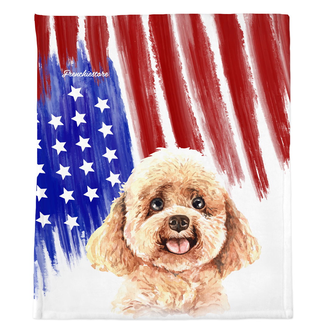 Patriotic Toy Poodle Blanket | American dog in Watercolors, Frenchie Dog, French Bulldog pet products