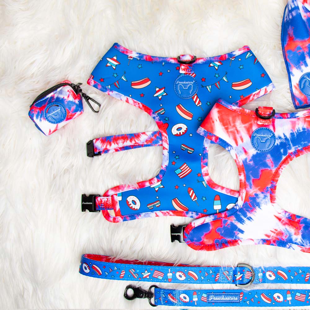 Frenchiestore Reversible Dog Health Harness | Red, White &amp; Blue, Frenchie Dog, French Bulldog pet products