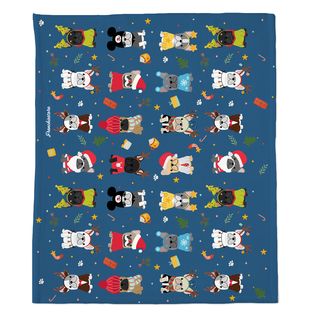 Festive Frenchie Christmas Blanket | Frenchiestore, Frenchie Dog, French Bulldog pet products