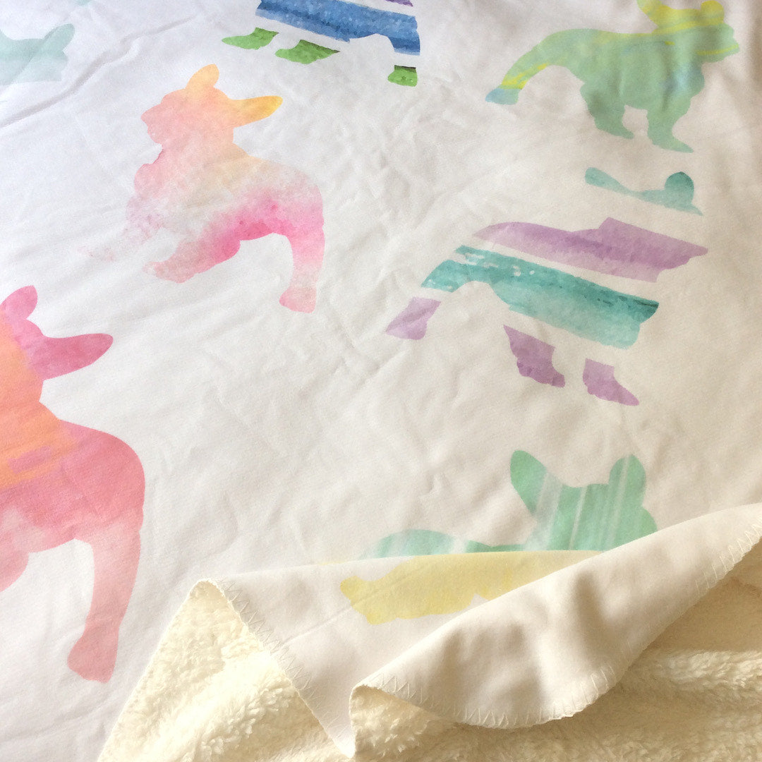 Frenchie Blanket | Frenchiestore | French Bulldogs in Watercolors, Frenchie Dog, French Bulldog pet products