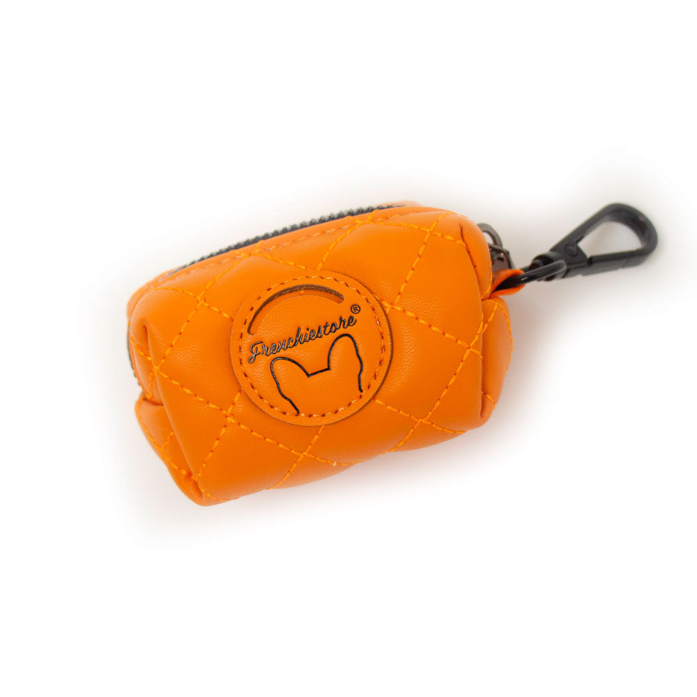 Frenchiestore Vegan Leather Poop Bag Dispenser | Orange Pumpkin Varsity, Frenchie Dog, French Bulldog pet products