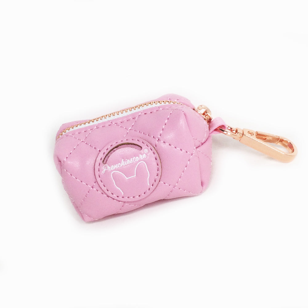Frenchiestore Vegan Leather Poop Bag Dispenser | Pink Varsity, Frenchie Dog, French Bulldog pet products