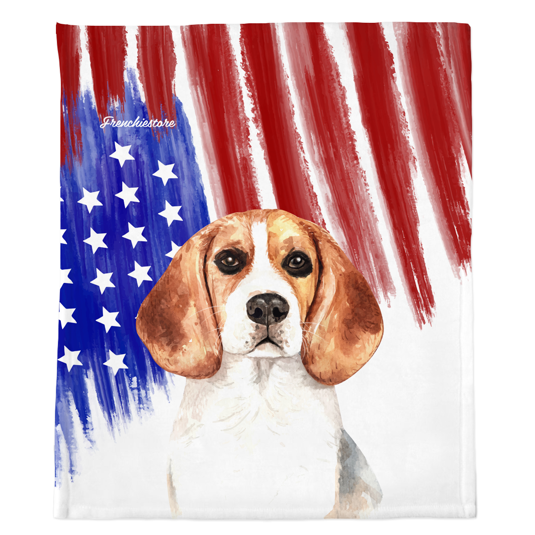 Patriotic Beagle Blanket American dog in Watercolors