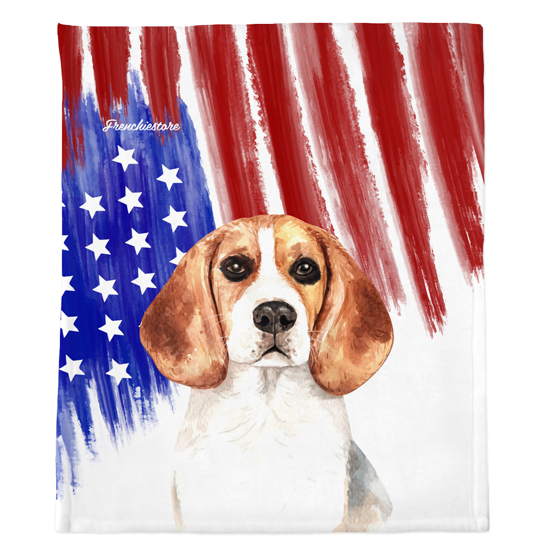 Patriotic Beagle Blanket | American dog in Watercolors, Frenchie Dog, French Bulldog pet products