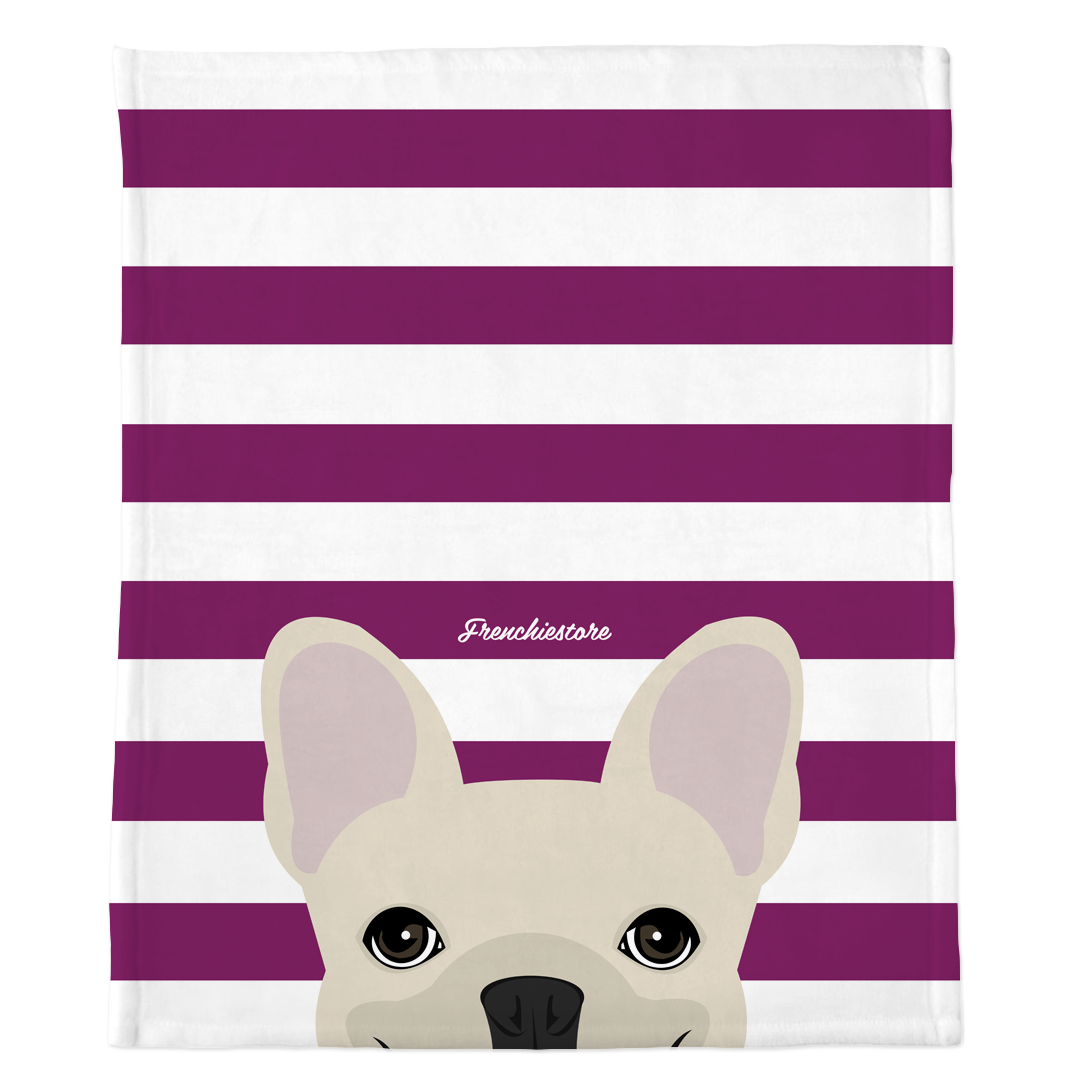 Cream French Bulldog on Beet Stripes | Frenchie Blanket, Frenchie Dog, French Bulldog pet products