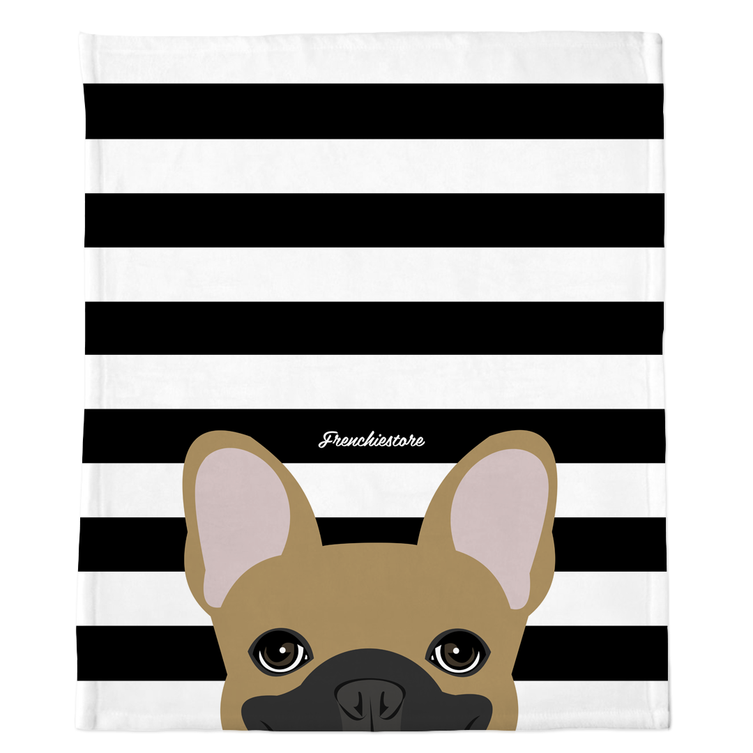 Masked Fawn French Bulldog on Black Stripes | Frenchie Blanket, Frenchie Dog, French Bulldog pet products