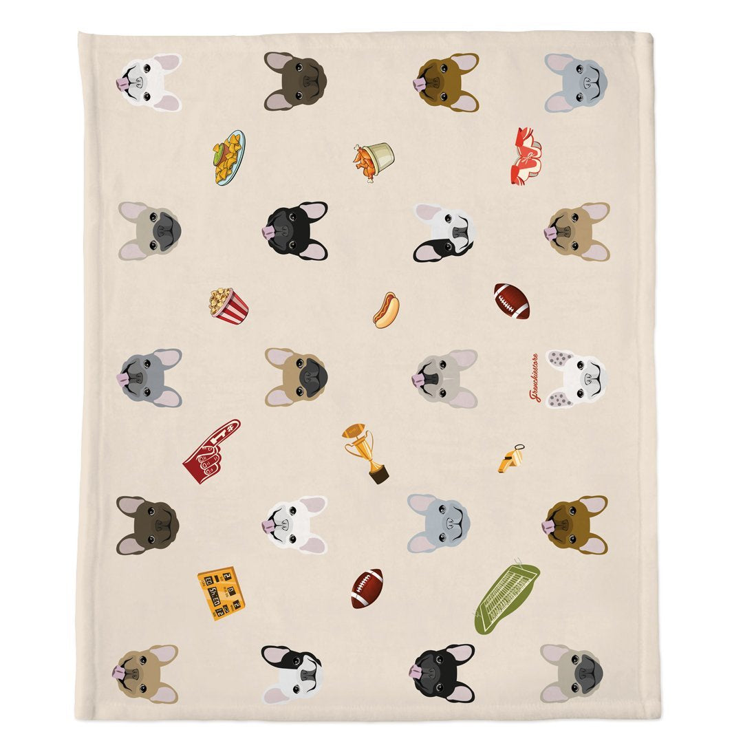 Frenchie Blanket | Frenchiestore | French Bulldogs &amp; Football, Frenchie Dog, French Bulldog pet products
