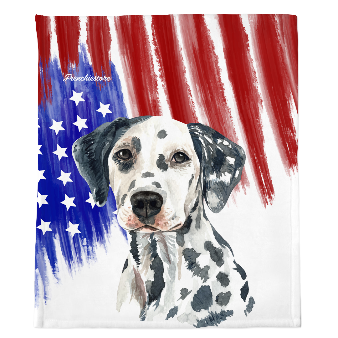 Patriotic Dalmatian Blanket | American dog in Watercolors, Frenchie Dog, French Bulldog pet products