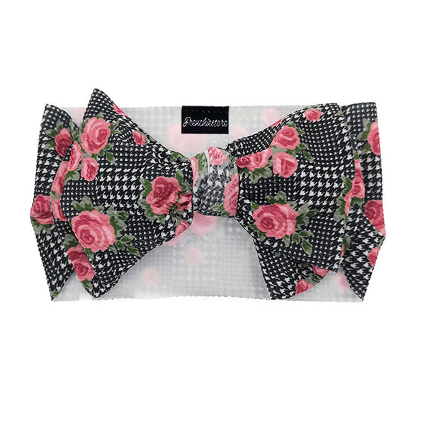 Frenchiestore Pet Head Bow | Floral Houndstooth display picture 2