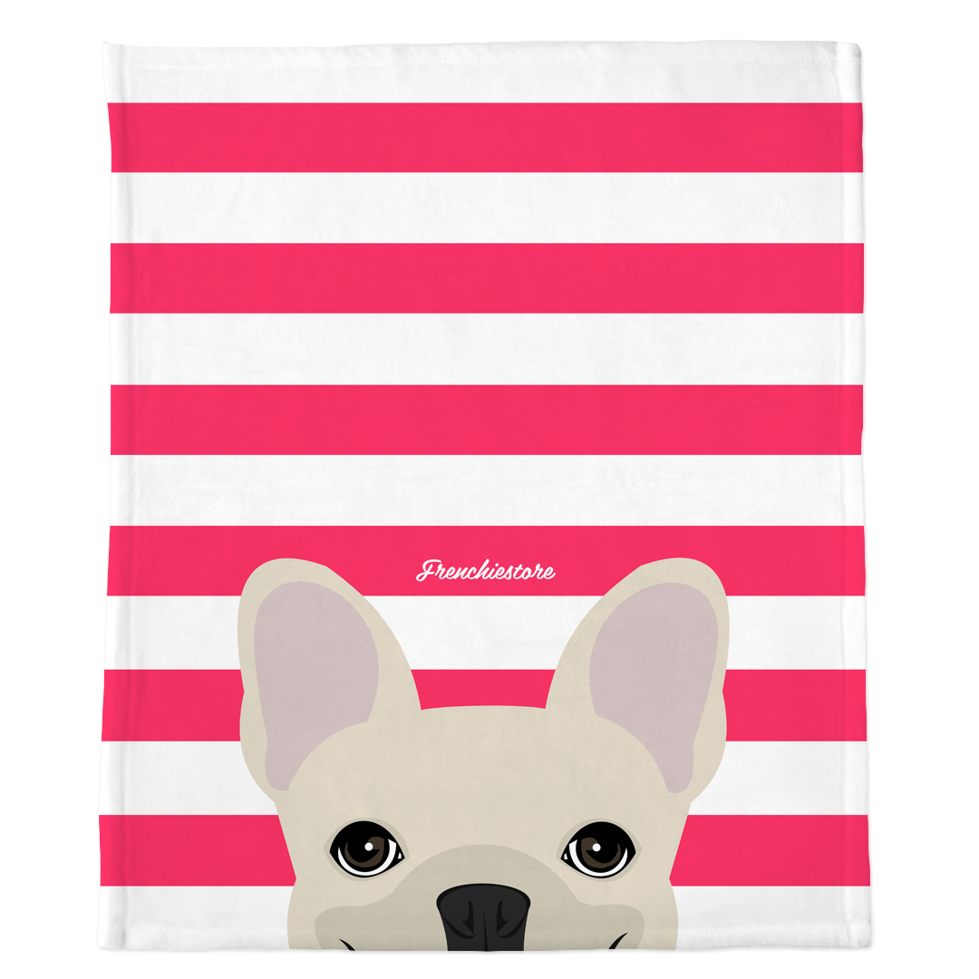 Cream French Bulldog on Hot Pink Stripes | Frenchie Blanket, Frenchie Dog, French Bulldog pet products