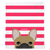 Bulldog francese fulvo mascherato su strisce rosa acceso | Coperta Frenchie, Frenchie Dog, prodotti per animali domestici Bulldog francese