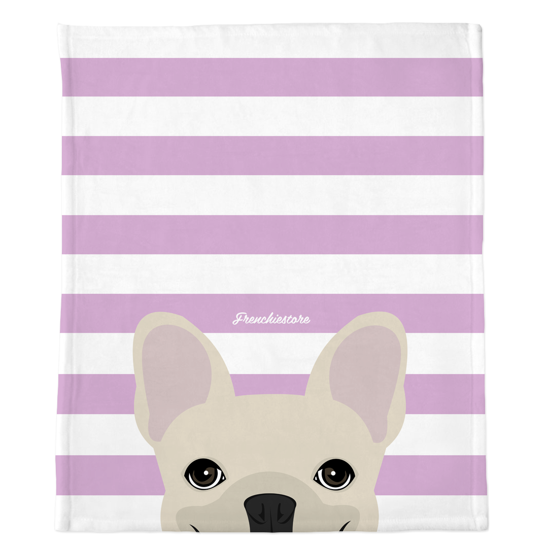 Cream French Bulldog on Lavender Stripes | Frenchie Blanket, Frenchie Dog, French Bulldog pet products