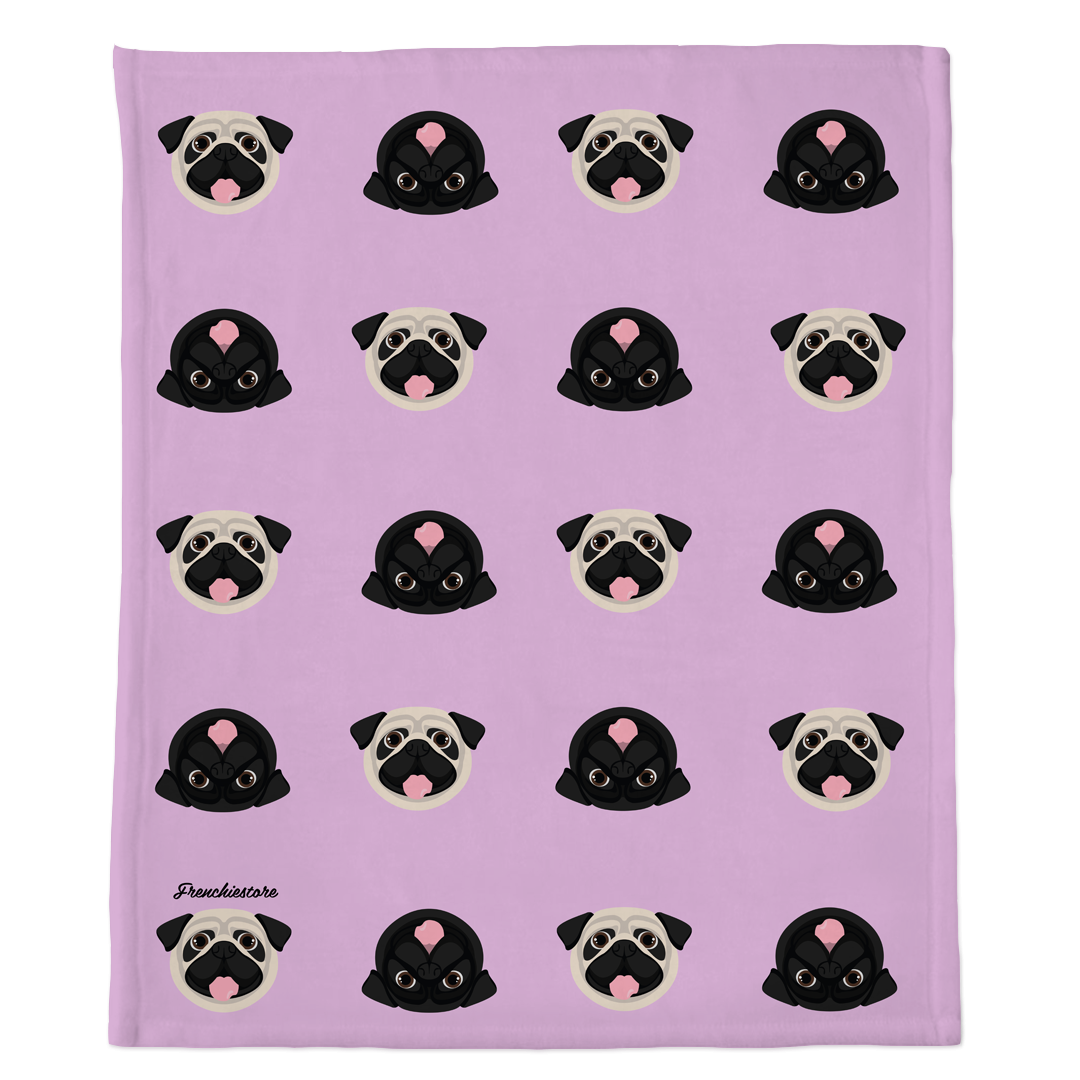 Pug Blanket | Different Pug dogs on Lavender, Frenchie Dog, French Bulldog pet products