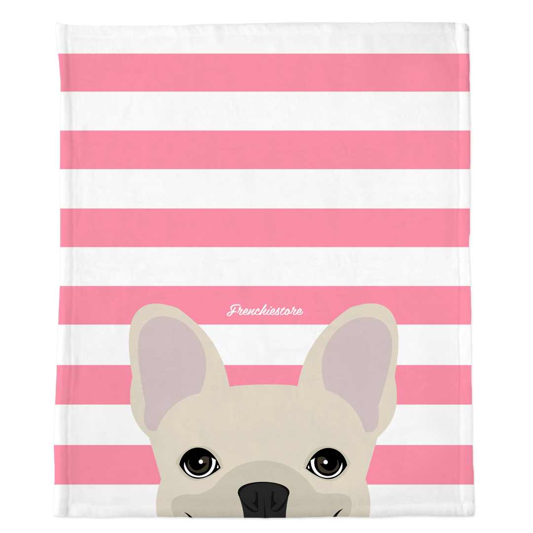 Cream French Bulldog on Pink Stripes | Frenchie Blanket, Frenchie Dog, French Bulldog pet products
