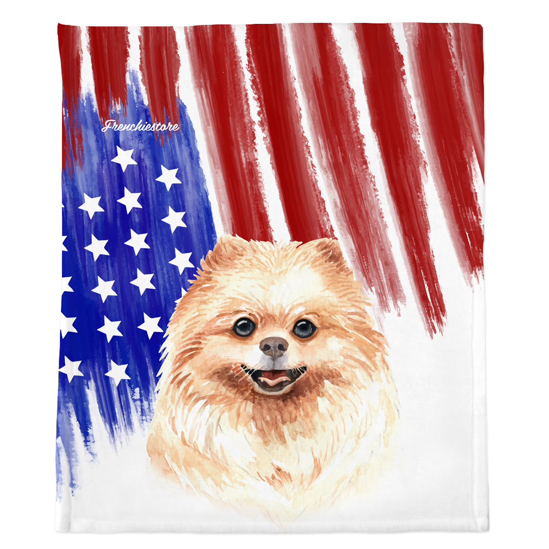 Patriotic Pomeranian Blanket | American dog in Watercolors, Frenchie Dog, French Bulldog pet products