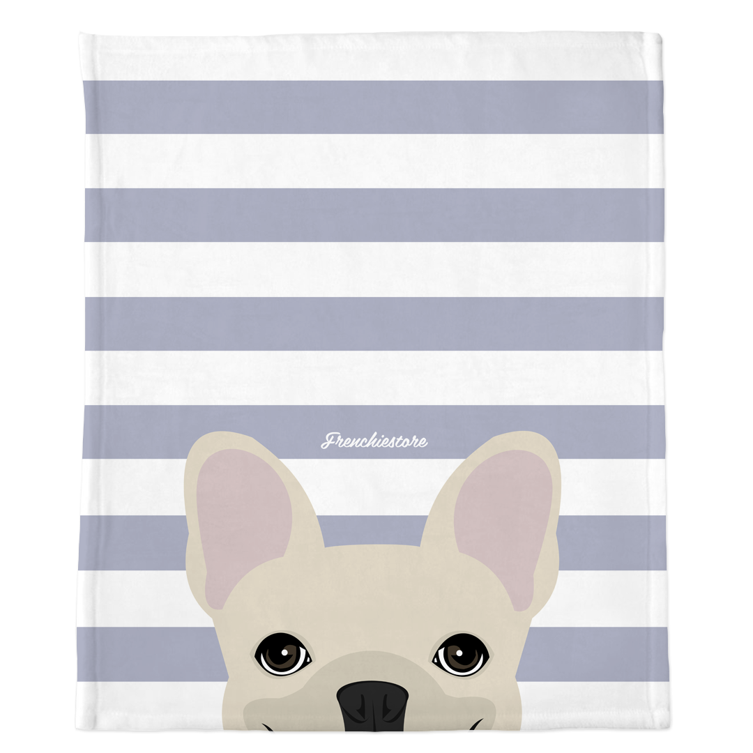 Cream French Bulldog on Silver Stripes | Frenchie Blanket, Frenchie Dog, French Bulldog pet products