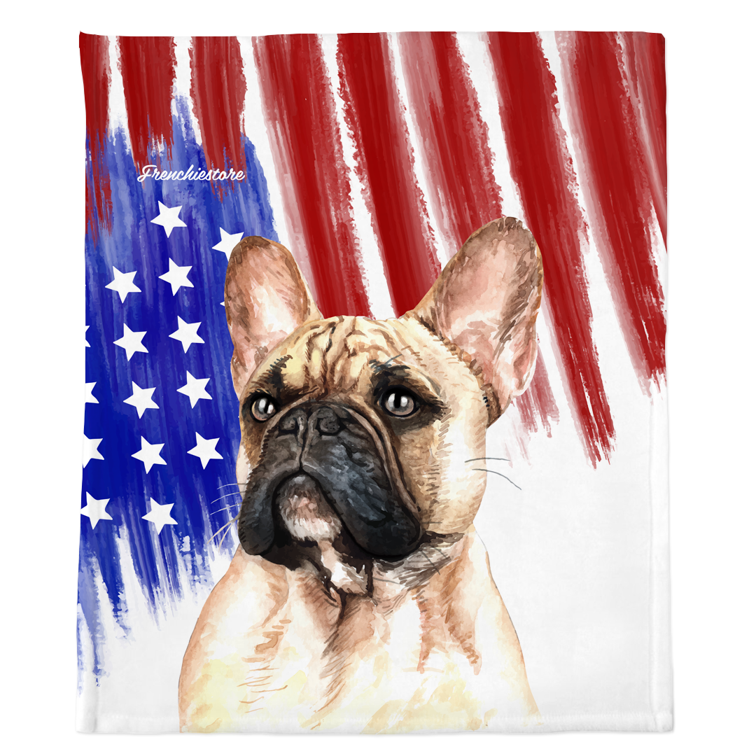 Patriotic French Bulldog Blanket | American dog in Watercolors, Frenchie Dog, French Bulldog pet products