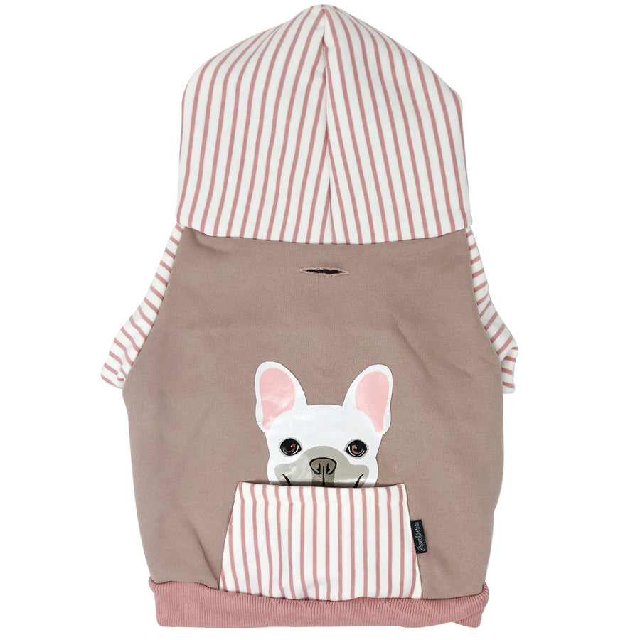 French Bulldog hoodie in pink | Frenchie Clothing | White Frenchie dog, Frenchie Dog, French Bulldog pet products